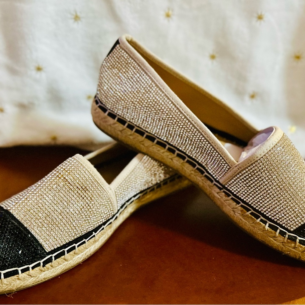 INC International Concepts Black and Gold Espadrilles